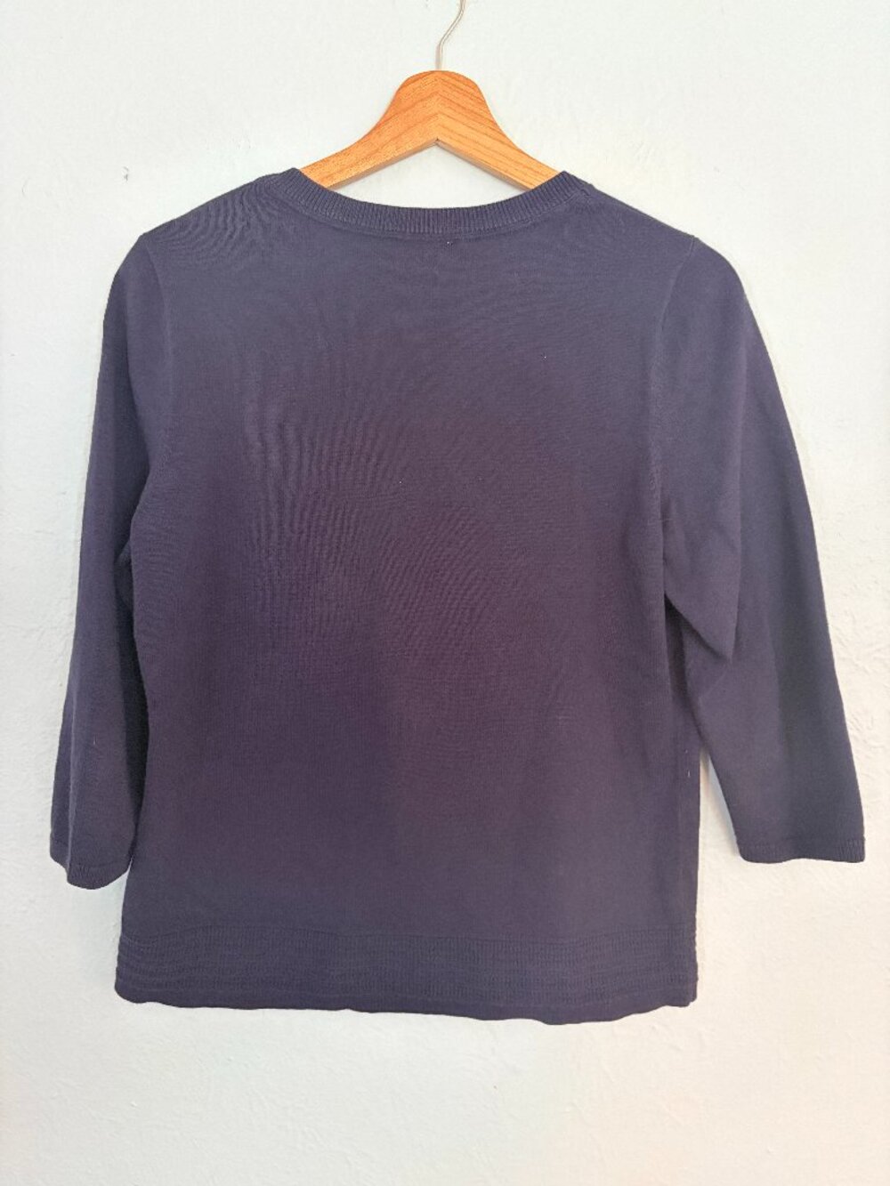 Navy Cotton Button Front Cardigan Sweater 3/4 Sleeve Coastal Grandma Size Small - Picture 2 of 10